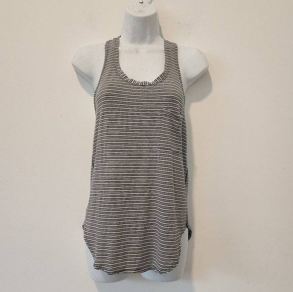 Lululemon Yogi RacerbackPine Stripe Heathered Inkwell Heathered Mojave Tan Sz 8 - Picture 3 of 13